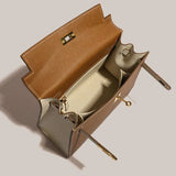 Women’s Faux Leather Top Handle Bag – Small Structured Handbag for Everyday Use UK - in Brown | Arvea Bags