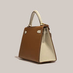 Women’s Faux Leather Top Handle Bag – Small Structured Handbag for Everyday Use UK - in Brown | Arvea Bags