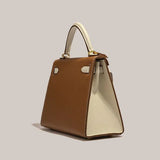 Women’s Faux Leather Top Handle Bag – Small Structured Handbag for Everyday Use UK - in Brown | Arvea Bags