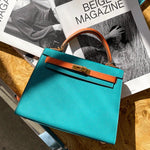 Women’s Faux Leather Top Handle Bag – Small Structured Handbag for Everyday Use UK - in Teal | Arvea Bags