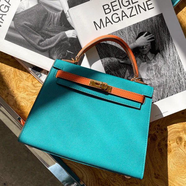 Women’s Faux Leather Top Handle Bag – Small Structured Handbag for Everyday Use UK - in Teal | Arvea Bags