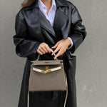 Women’s Faux Leather Top Handle Bag – Small Structured Handbag for Everyday Use UK - in Teal | Arvea Bags