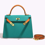 Women’s Faux Leather Top Handle Bag – Small Structured Handbag for Everyday Use UK - in Teal | Arvea Bags