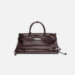 Women’s Full Grain Leather Boston Tote – Silver Hardware - in Grape Purple | Arvea Bags