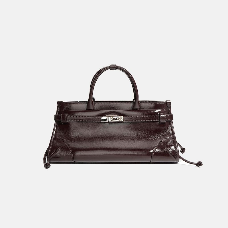 Women’s Full Grain Leather Boston Tote – Silver Hardware - in Grape Purple | Arvea Bags