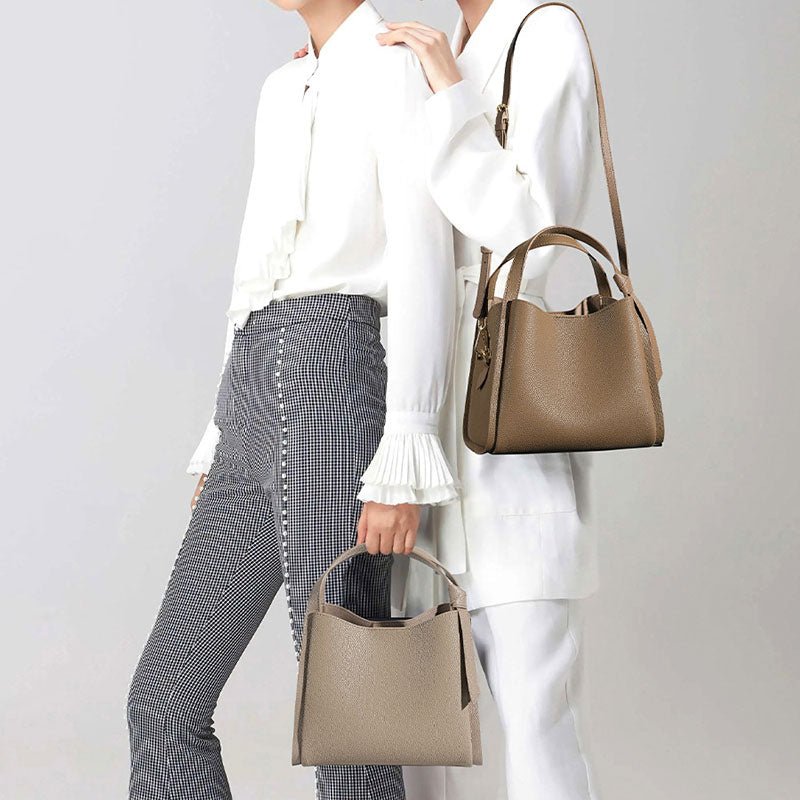 Women’s Leather Bucket Bag – Minimalist Shoulder bag - in Dark Brown | Arvea Bags