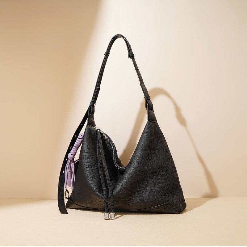 Women’s Leather Crossbody Hobo Bag – Everyday Minimalist - in Grape Purple | Arvea Bags