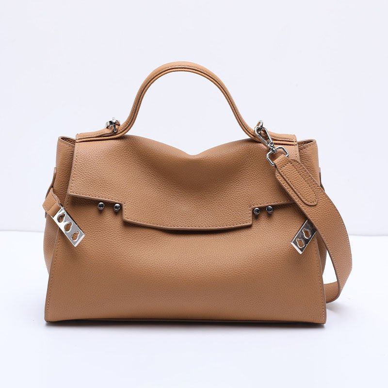 Women’s Leather Shoulder Handbag – Minimalist Structured Design - in Classic Brown | Arvea Bags