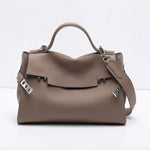 Women’s Leather Shoulder Handbag – Minimalist Structured Design - in Elephant Grey | Arvea Bags