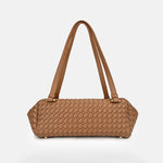 Women's Minimalist Woven Leather Baguette Bag - in Caramel | Arvea Bags