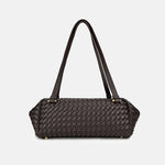 Women's Minimalist Woven Leather Baguette Bag - in Coffee | Arvea Bags