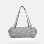 Women's Minimalist Woven Leather Baguette Bag - in Grey | Arvea Bags