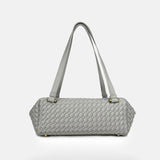 Women's Minimalist Woven Leather Baguette Bag - in Grey | Arvea Bags