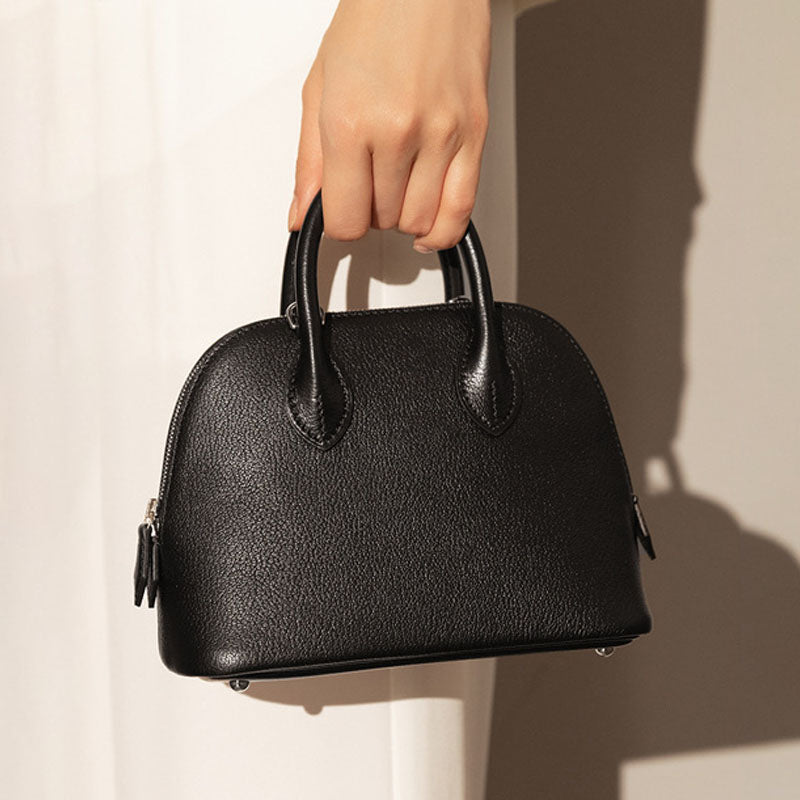 Women's Top Grain Leather Shell - Shaped Handbag - in Black | Arvea Bags