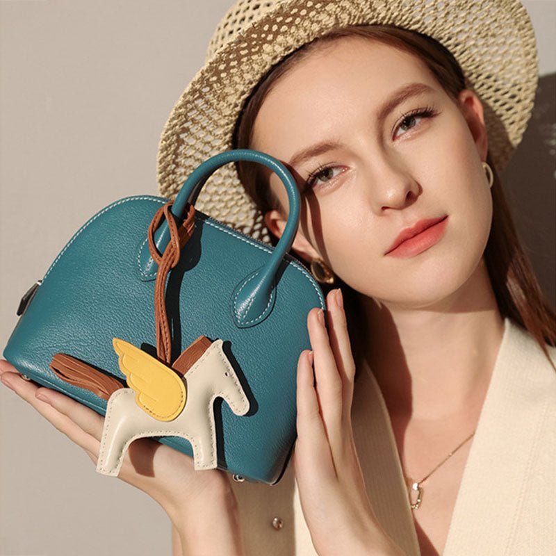 Women's Top Grain Leather Shell - Shaped Handbag - in Ocean Blue | Arvea Bags