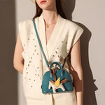 Women's Top Grain Leather Shell - Shaped Handbag - in Ocean Blue | Arvea Bags