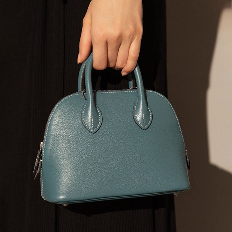 Women's Top Grain Leather Shell - Shaped Handbag - in Ocean Blue | Arvea Bags