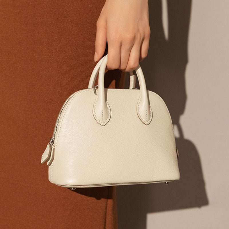 Women's Top Grain Leather Shell - Shaped Handbag - in Off White | Arvea Bags