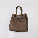 Women's Vintage Top Grain Leather Tote Bag with Silver Hardware - in Coffee | Arvea Bags
