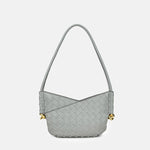Women's Woven Genuine Leather V - Shaped Baguette Bag - in Grey | Arvea Bags