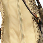Woven Basket Tote Bag with Tassels – Grommet Strap Shoulder Bag - in Light Brown | Arvea Bags