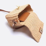 Woven Flap Handbag with Top Handle – Turn - Lock Closure Crossbody - in Light Brown | Arvea Bags