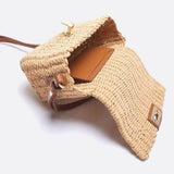 Woven Flap Handbag with Top Handle – Turn - Lock Closure Crossbody - in Light Brown | Arvea Bags