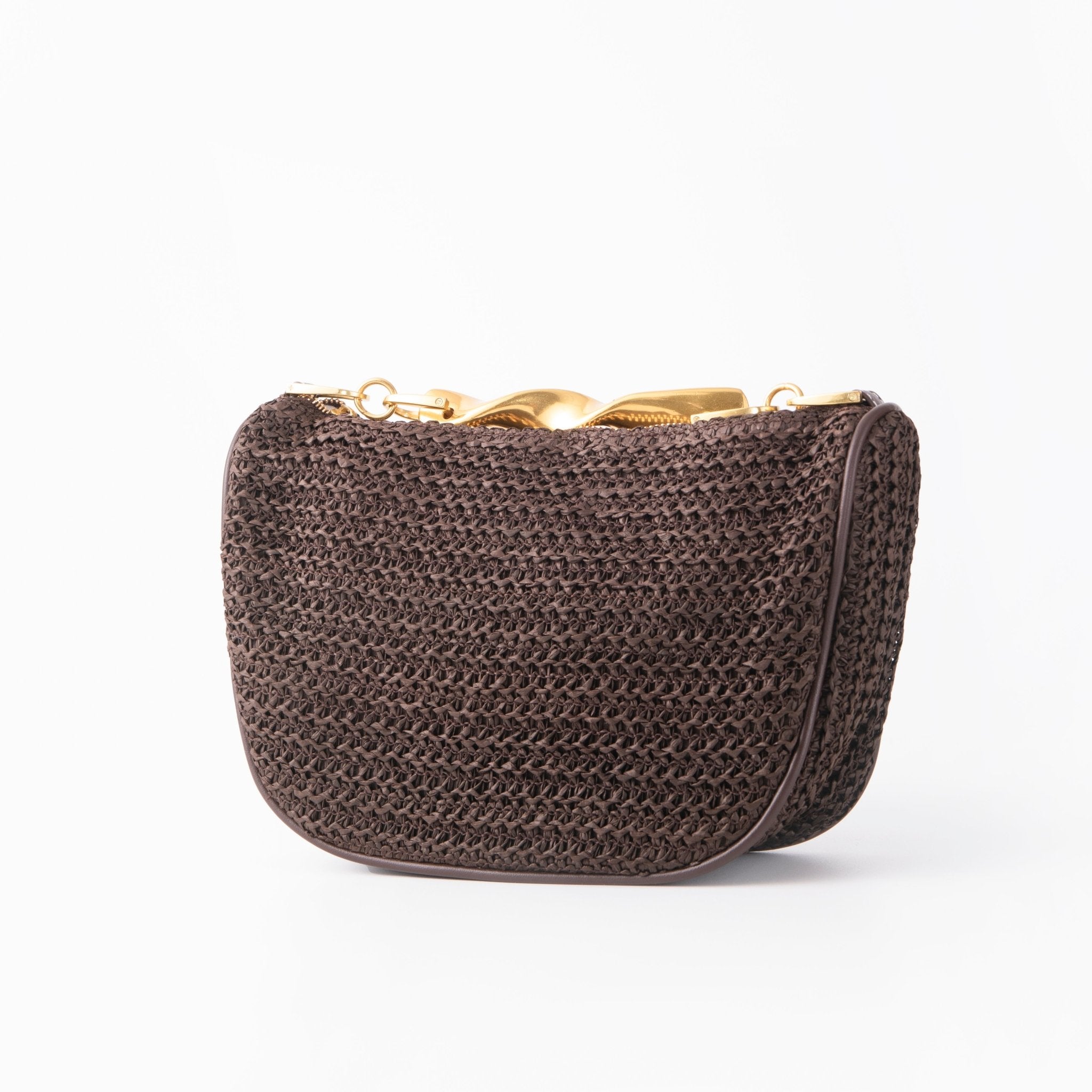 Woven Handbag with Gold Top Handle – Elegant Day to Night Accessory - in Brown | Arvea Bags