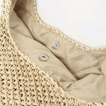 Woven Hobo Bag with Fringe Hem – Boho Shoulder Tote - in Beige | Arvea Bags