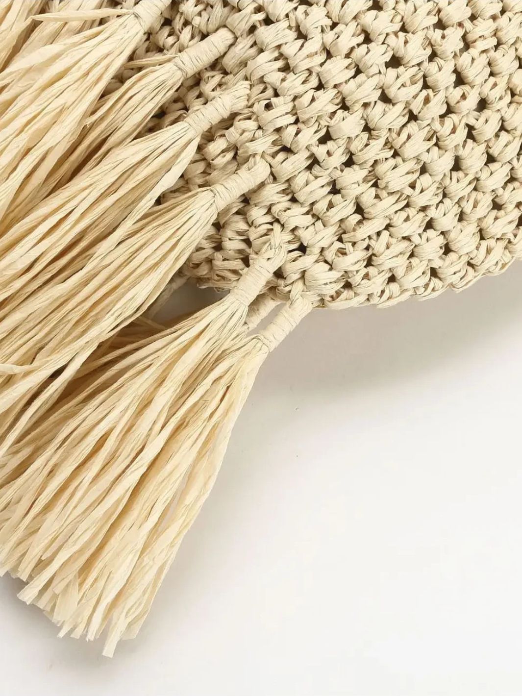 Woven Hobo Bag with Fringe Hem – Boho Shoulder Tote - in Beige | Arvea Bags