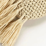 Woven Hobo Bag with Fringe Hem – Boho Shoulder Tote - in Beige | Arvea Bags
