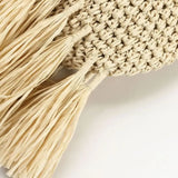 Woven Hobo Bag with Fringe Hem – Boho Shoulder Tote - in Beige | Arvea Bags