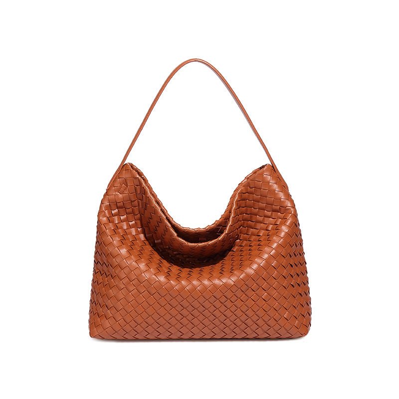 Woven Leather Hobo Bag – Deep Burgundy | Soft Slouchy Design, Handmade Weave - in Beige | Arvea Bags