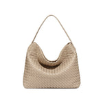 Woven Leather Hobo Bag – Deep Burgundy | Soft Slouchy Design, Handmade Weave - in Beige | Arvea Bags