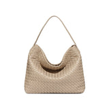 Woven Leather Hobo Bag – Deep Burgundy | Soft Slouchy Design, Handmade Weave - in Beige | Arvea Bags