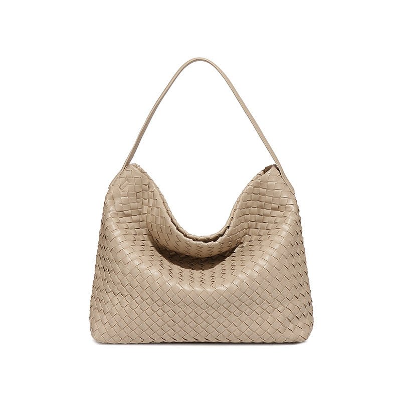 Woven Leather Hobo Bag – Deep Burgundy | Soft Slouchy Design, Handmade Weave - in Beige | Arvea Bags