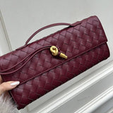 Woven Leather Shoulder Clutch – Minimalist Handbag with Detachable Strap - in Black | Arvea Bags