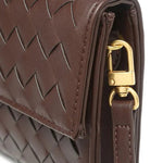 Woven Leather Shoulder Clutch – Minimalist Handbag with Detachable Strap - in Black | Arvea Bags