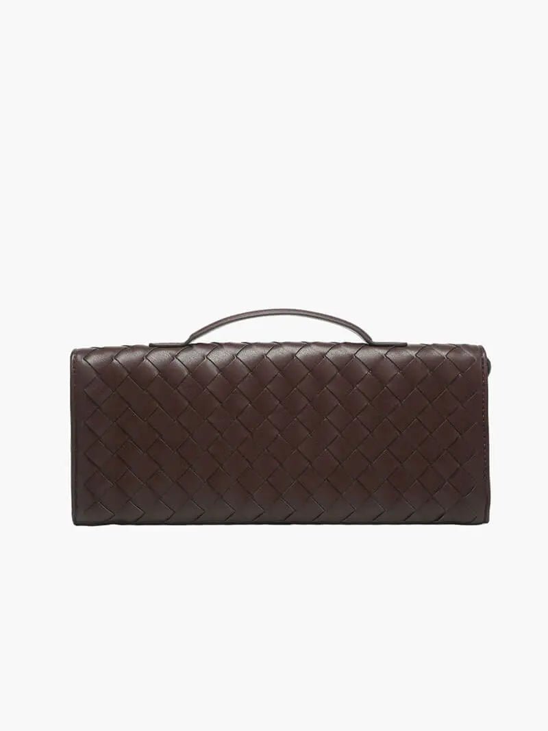 Woven Leather Shoulder Clutch – Minimalist Handbag with Detachable Strap - in Salmon Pink | Arvea Bags