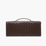 Woven Leather Shoulder Clutch – Minimalist Handbag with Detachable Strap - in Salmon Pink | Arvea Bags