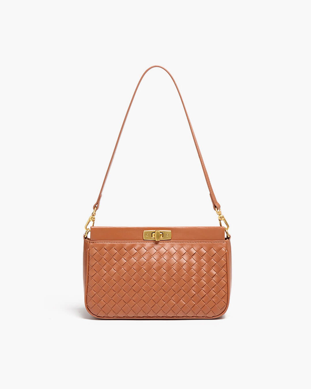Woven Shoulder Bag with Buckle Closure – Elegant Vegan Leather Handbag - in Pink | Arvea Bags
