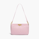 Woven Shoulder Bag with Buckle Closure – Elegant Vegan Leather Handbag - in Pink | Arvea Bags