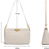 Woven Shoulder Bag with Buckle Closure – Elegant Vegan Leather Handbag - in Pink | Arvea Bags