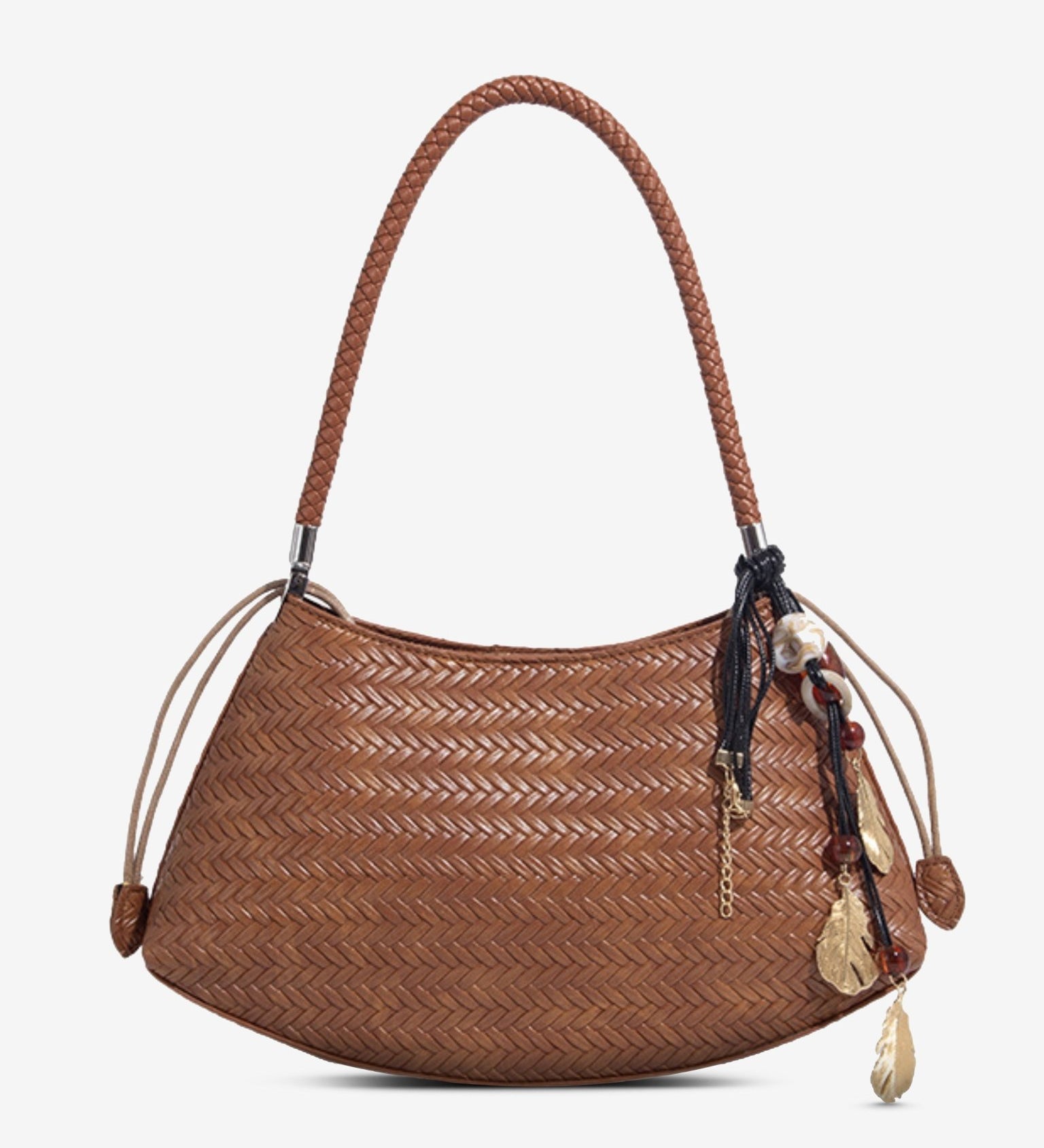 Woven Shoulder Hobo Bag for Women – Chic & Boho - Inspired - in Almond Brown | Arvea Bags
