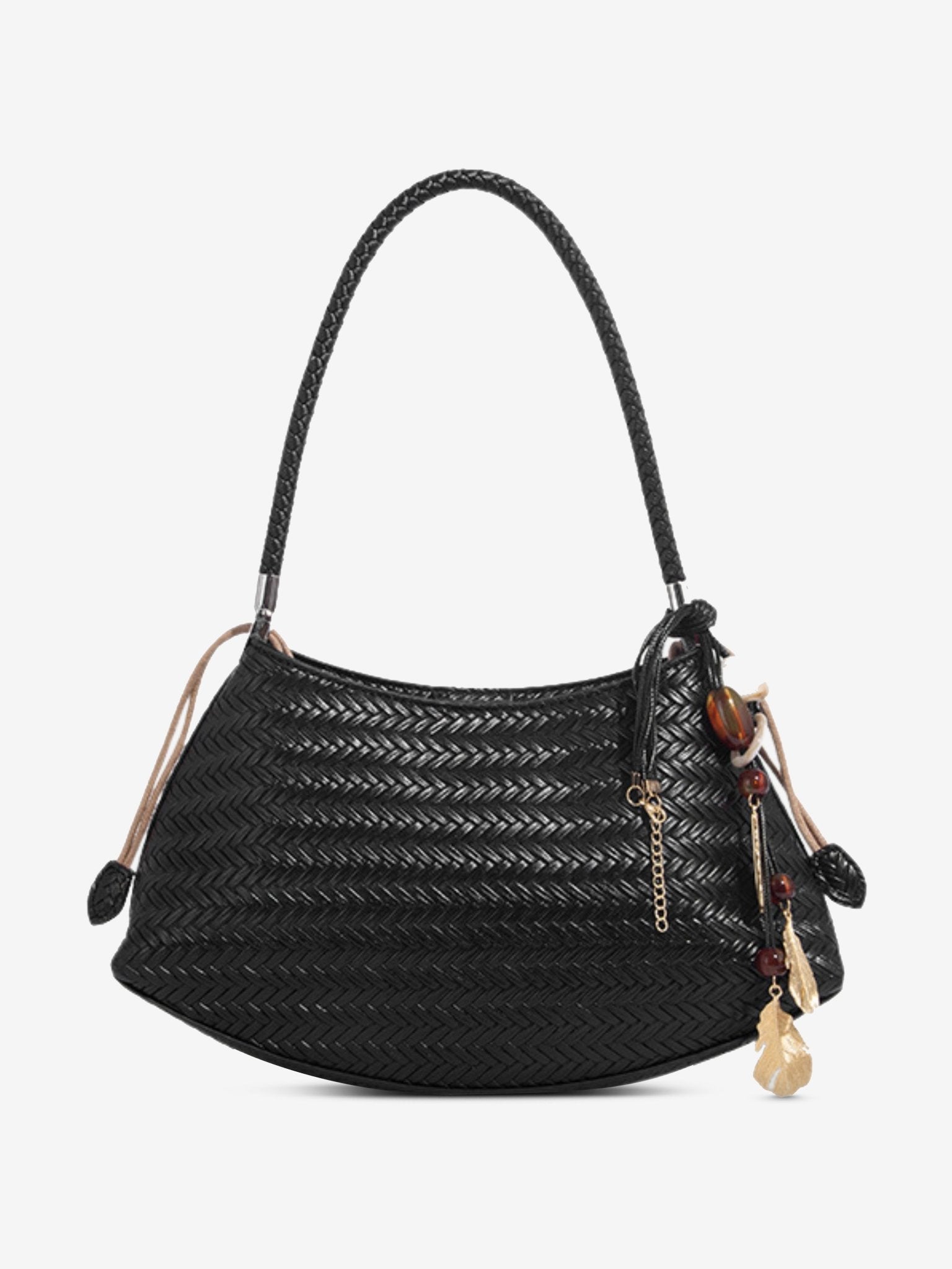 Woven Shoulder Hobo Bag for Women – Chic & Boho - Inspired - in Black | Arvea Bags