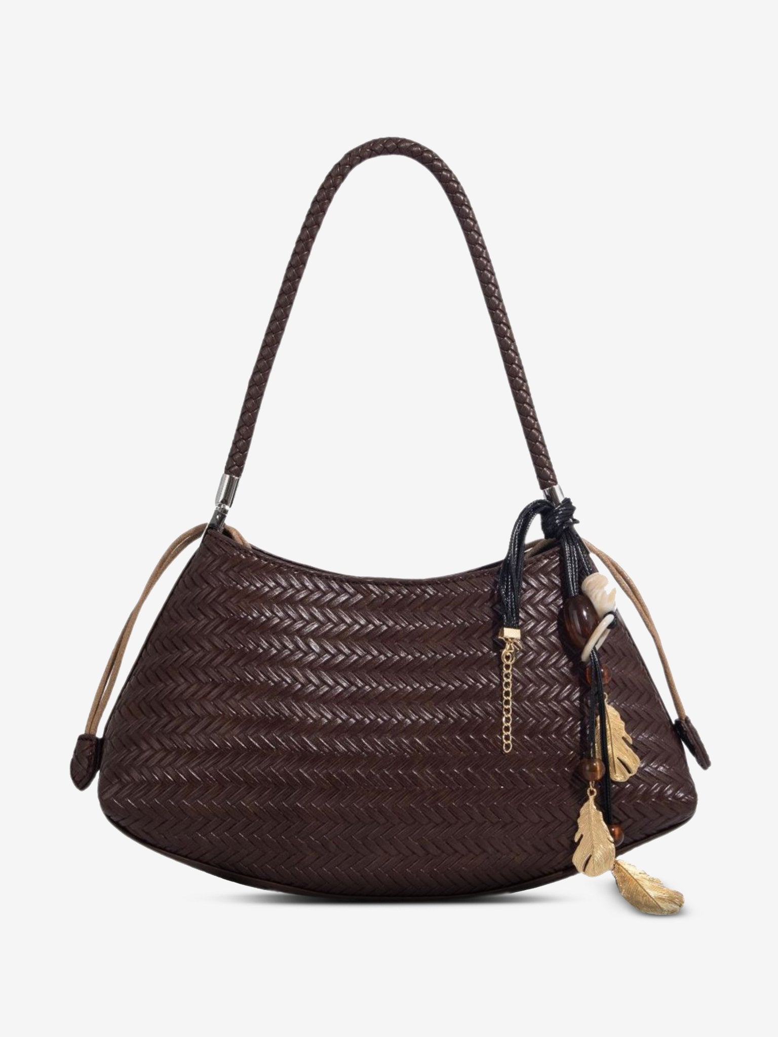Woven Shoulder Hobo Bag for Women – Chic & Boho - Inspired - in Dark Brown | Arvea Bags