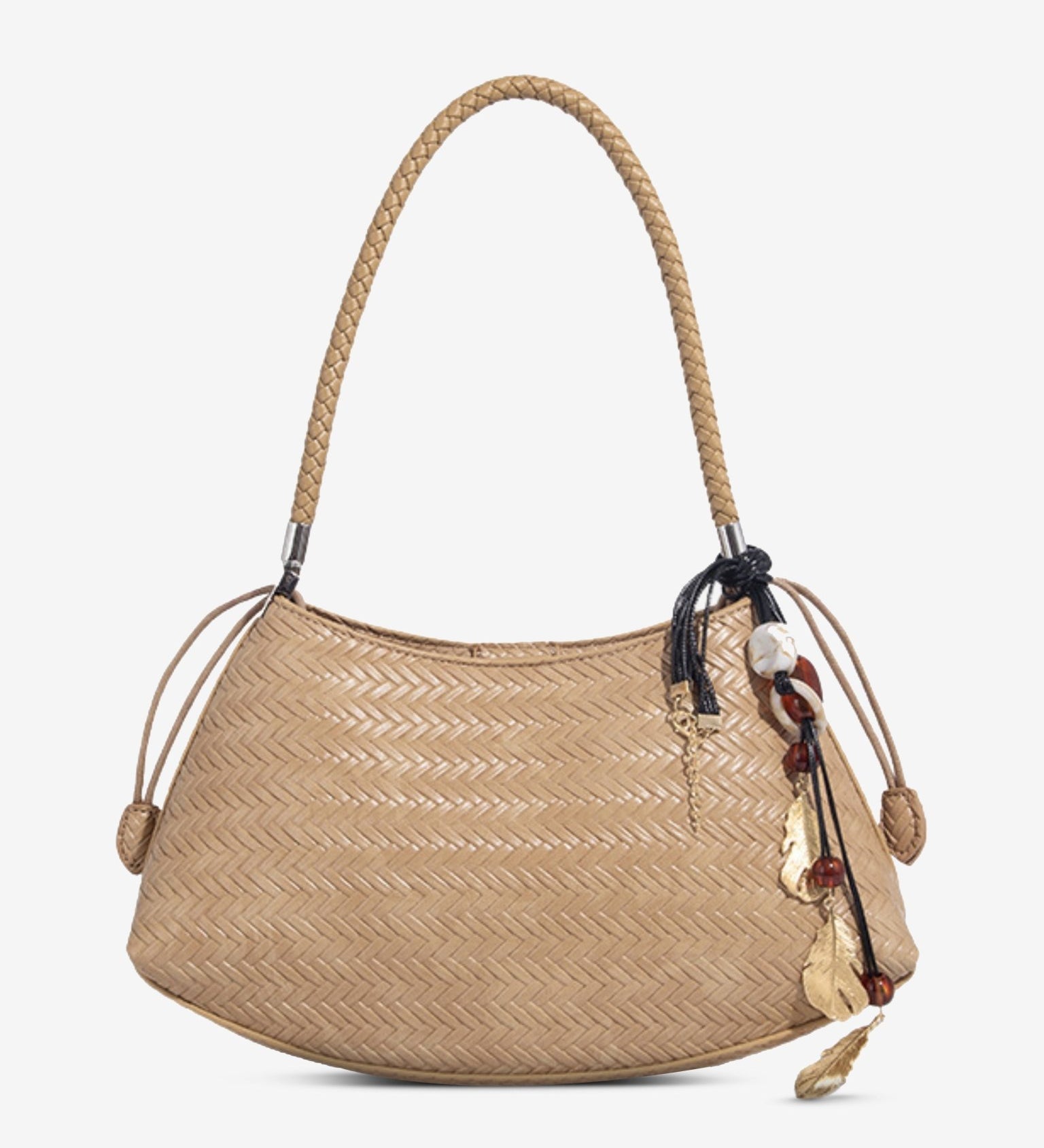 Woven Shoulder Hobo Bag for Women – Chic & Boho - Inspired - in Khaki | Arvea Bags