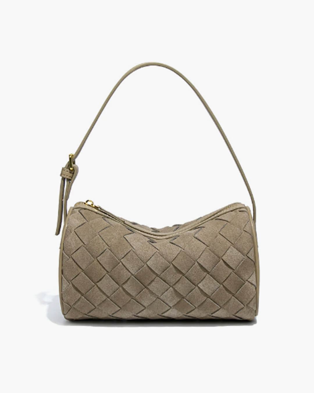 Woven Suede Shoulder Bag – Compact Everyday Handbag with Adjustable Strap - in Brown | Arvea Bags