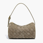 Woven Suede Shoulder Bag – Compact Everyday Handbag with Adjustable Strap - in Brown | Arvea Bags