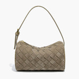 Woven Suede Shoulder Bag – Compact Everyday Handbag with Adjustable Strap - in Brown | Arvea Bags